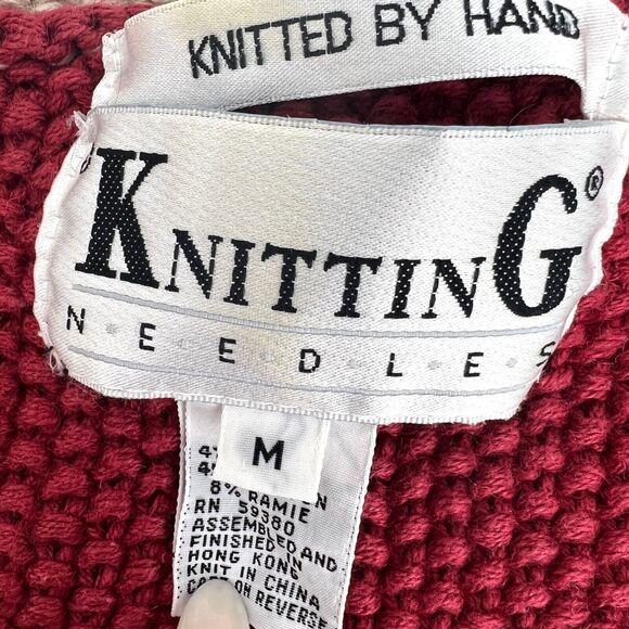 VTG Knitting Needles Knitted by Hand Sweater Size M - Picture 5 of 9